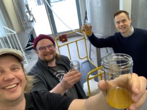 Jan Karlstedt, Arttu Ruusunen and Arto Savunen - first tasting after fermentation